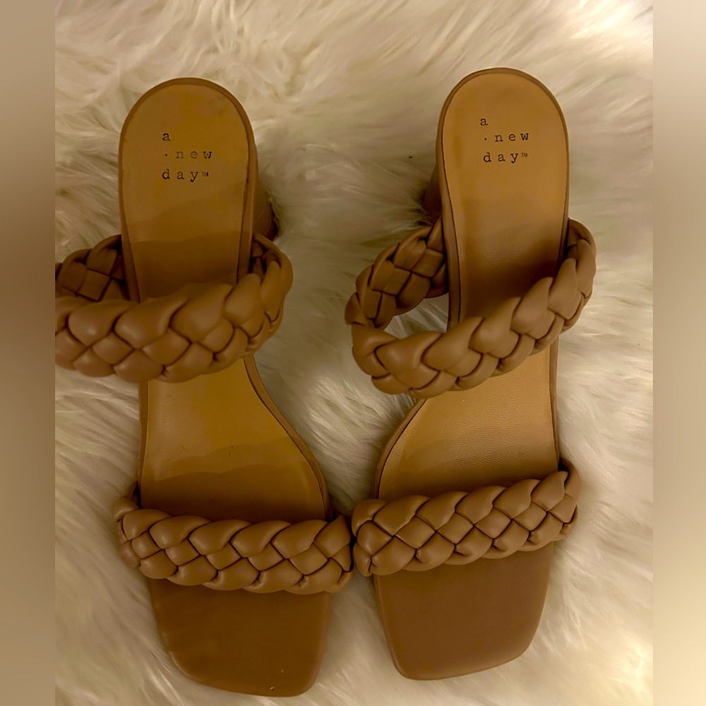 A New Day braided heeled sandal, EUC